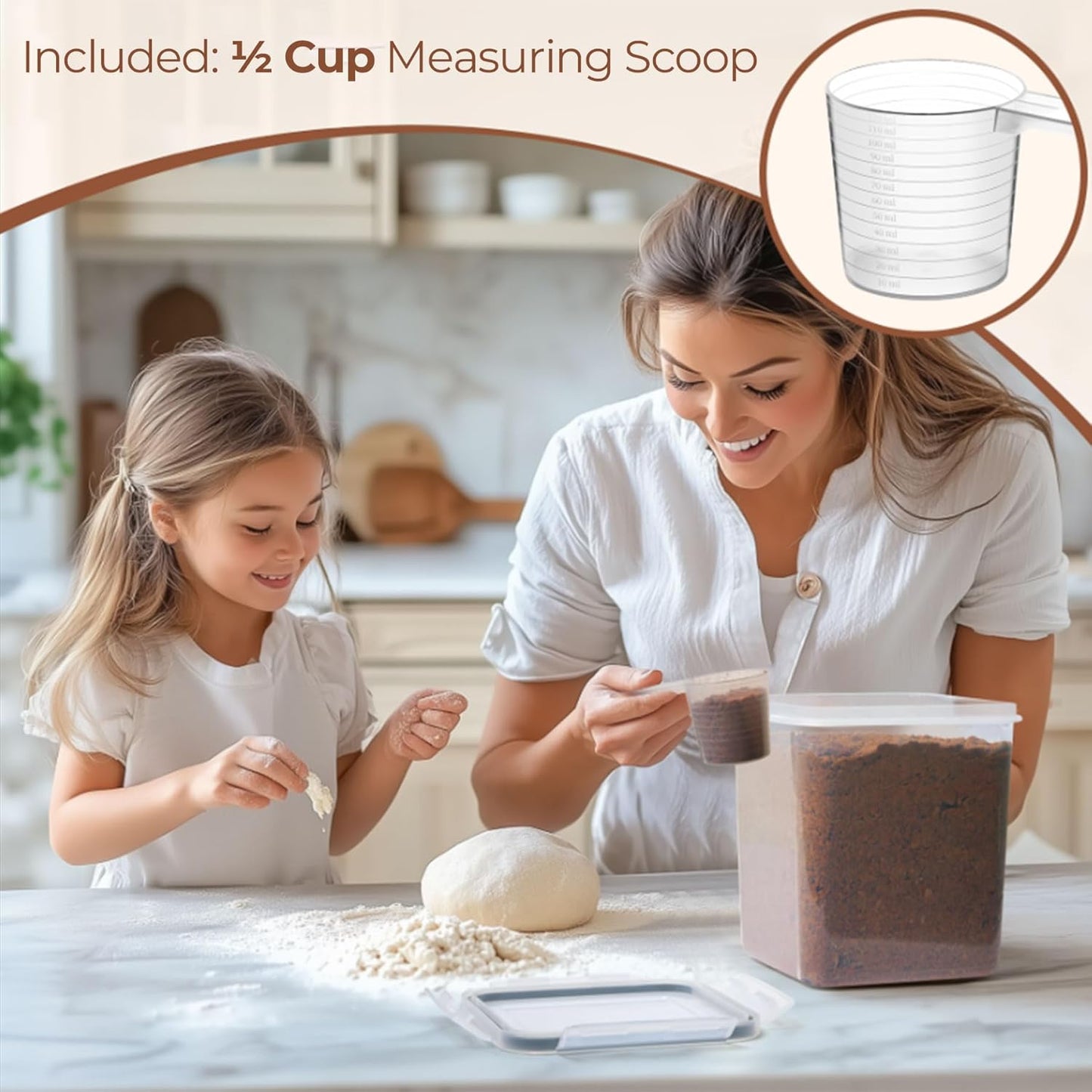 ComSaf Rice Container Set of 2(9.5L/10Qt), Large Airtight Food Storage Containers with Lid and Rice Washer, Plastic Canisters Sets for The Kitchen, Pantry Organizers for Flour, Cereal and Cooking