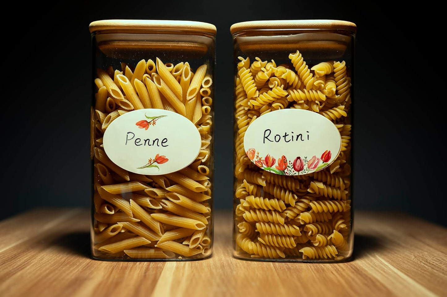 MONEST Waterproof Label Stickers for Jars and Lids, Pantry, Mason Jar, Canning, Spice, Bottle Labels (Red Tulip 2"x3")