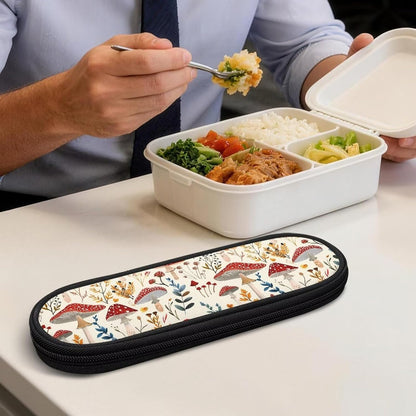 Travel Cutlery Set with Case for Kids Portable Utensil Case Reusable Silverware Pouch for School Travel Lunch Capybara Flower