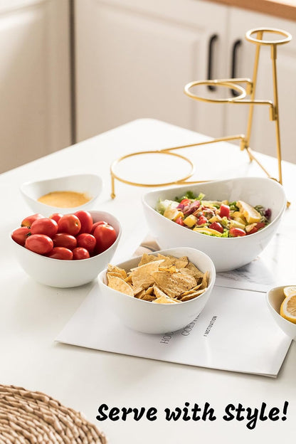 LAUCHUH Serving Dish for Entertaining, 3 Tier Serving Tray, Chip and Dip Serving Set Oval Serving Bowl Set for Easter, Mother's Day Fruit, Dessert, Appetizer, Candy, Vegetable, Black