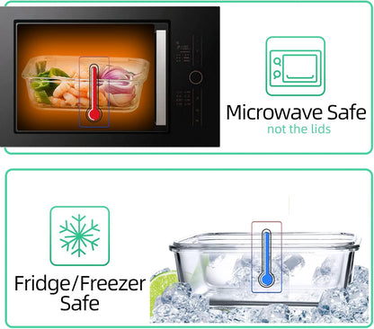 UMEIED 10 Pack Glass Food Storage Containers with Lids, Leakproof Airtight Glass Meal Prep Containers For Lunch, On The Go, Leftover, Dishwasher Safe