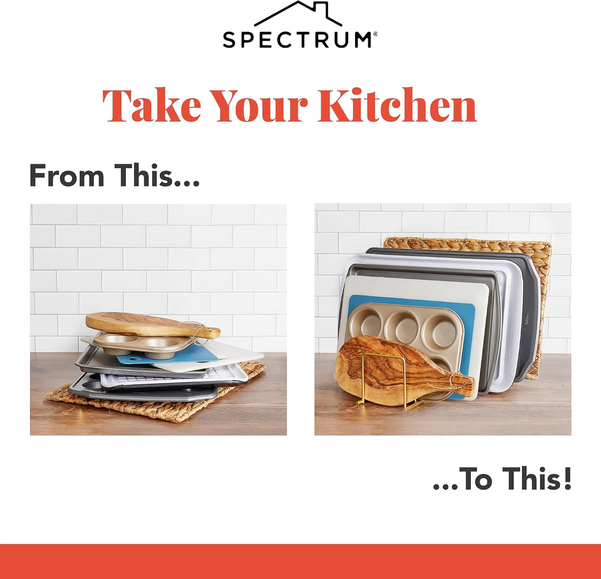 Spectrum Euro Kitchen Organizer for Cooking and Bakeware, Satin Nickel
