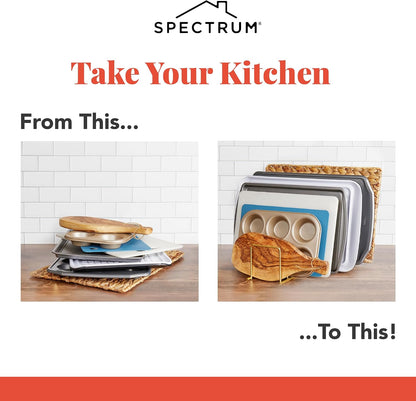 Spectrum Euro Kitchen Organizer for Cooking and Bakeware, Satin Nickel