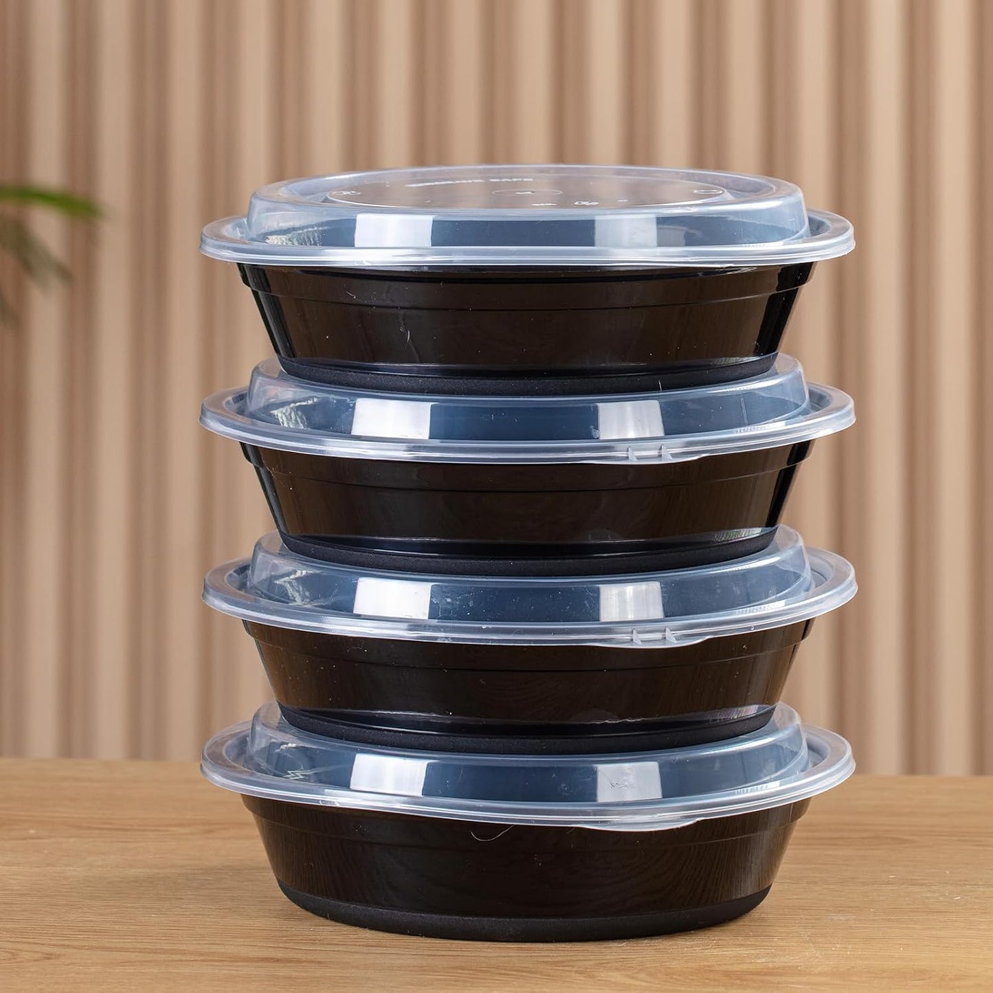 30oz Meal Prep Containers Bulk 50-Pack - 2-Compartment with Lids, Leakproof, Microwave/Freezer/Dishwasher Safe - Commercial Food Storage, Black
