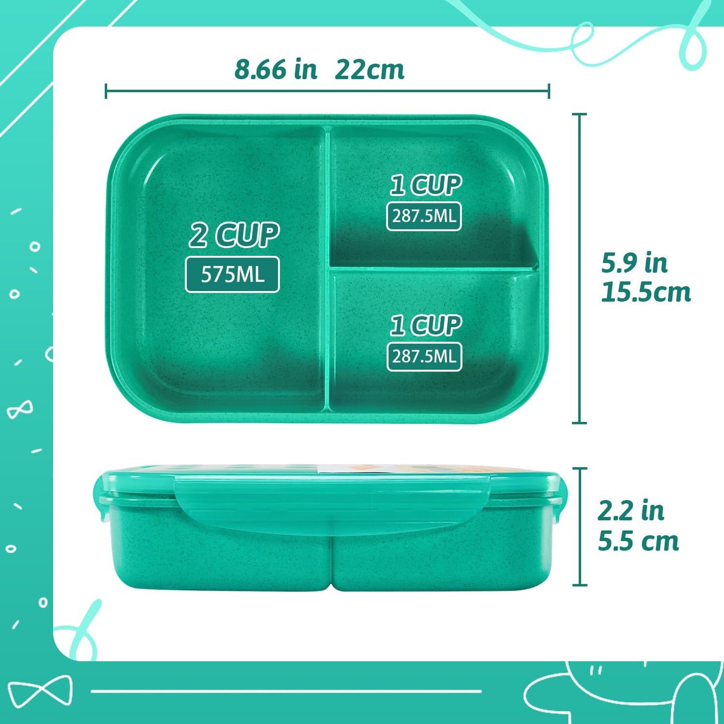 MISS BIG® Bento Box,Bento Box Adult,Lunch Box,Leak Proof Lunch Containers,No BPAs and No Chemical Dyes Bento Lunch Box,Dishwasher and Microwave Safe Lunch Containers for Adults(1900ml Gray)