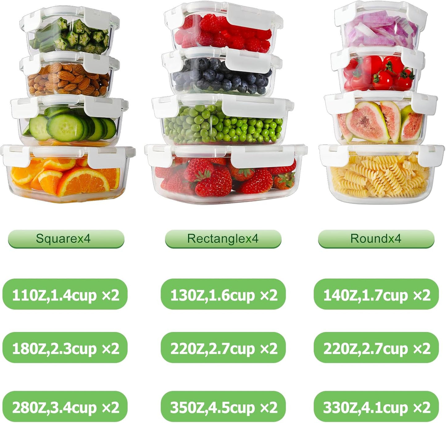 HOMBERKING 24pc Glass Food Storage Containers with Lids, Glass Meal Prep Containers, Airtight Bento Boxes, BPA Free & Leak Proof, Pantry Kitchen Storage(12 lids & 12 Containers) - Purple