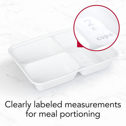 GoodCook Food Storage Containers for Meal Prep Rectangle Three Compartments & Made without BPA, 20-Piece, White