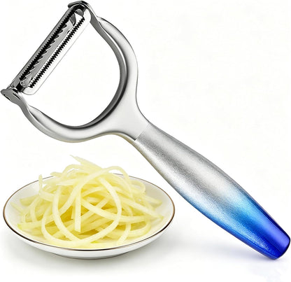 Vegetable Apple Peelers for Kitchen, Fruit, Carrot, Veggie, Potatoes Peeler, with Ergonomic Non-Slip Handle Sharp Stainless Steel Blade Good Sturdy with Julienne Function, 2-in-1, Silver