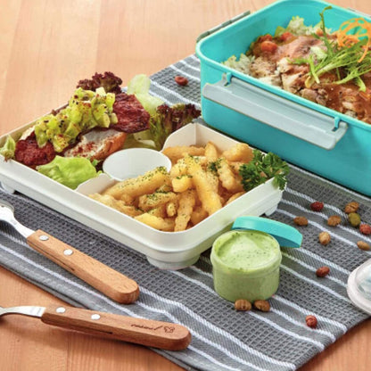 3 Pack Salad Lunch Box Food Storage Containers, 47oz Bento Box To Go Container with Lids, Reusable Meal Prep Containers with Removable Tray & Dressing Pots for Kids and Adults, Microwave Safe