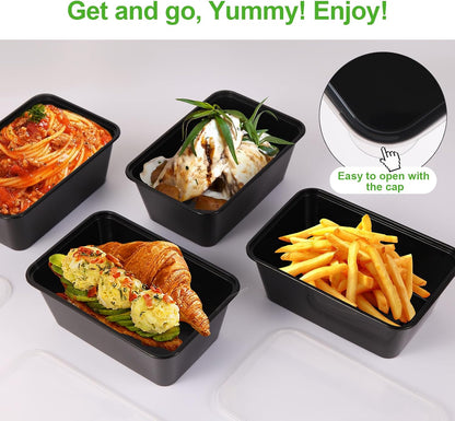 Qewro 10Pack 32oz Meal Prep Containers Disposable Food Storage Containers with Lids, 1-Compartment Reusable Food Storage Plastic Stackable To Go Boxes Microwave, Freezer, Dishwasher Safe
