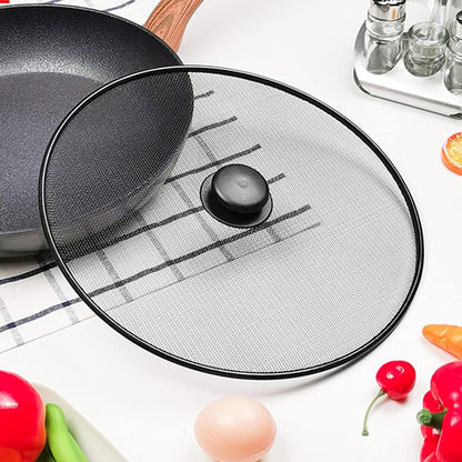 Splatter Screen, Frying Pan Splatter Screen, Splash Guard Lid with Knob, Extra Fine Mesh Splash Guard Pot Lid,Iron Coating Grease Guard Frying Pan Cover for Cooking(size:29cm)