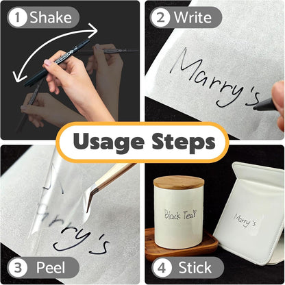 JIEHENG 180Pcs Chalkboard Labels for Jars,Removable Stickers with 1 Liquid Chalk Markers(Black, Wavy)