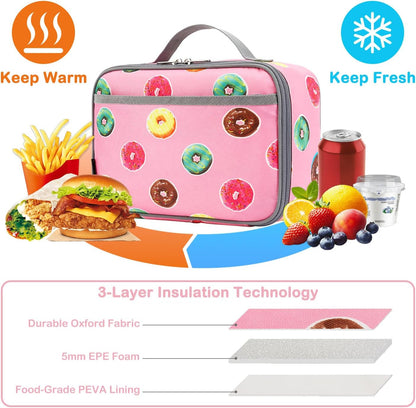 FlowFly Kids Lunch box Insulated Soft Bag Mini Cooler Back to School Thermal Meal Tote Kit for Girls, Boys, Astronaut - Colors B