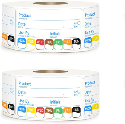 500 Pcs 1 inch X 2 inch Restaurant Quality Shelf Life Food Rotation Labels, Self-Adhesive Removable for Reusable Containers, Food Safety Date Sticker, Leftover Labels (1 * 2in-500pc-Yellow6)