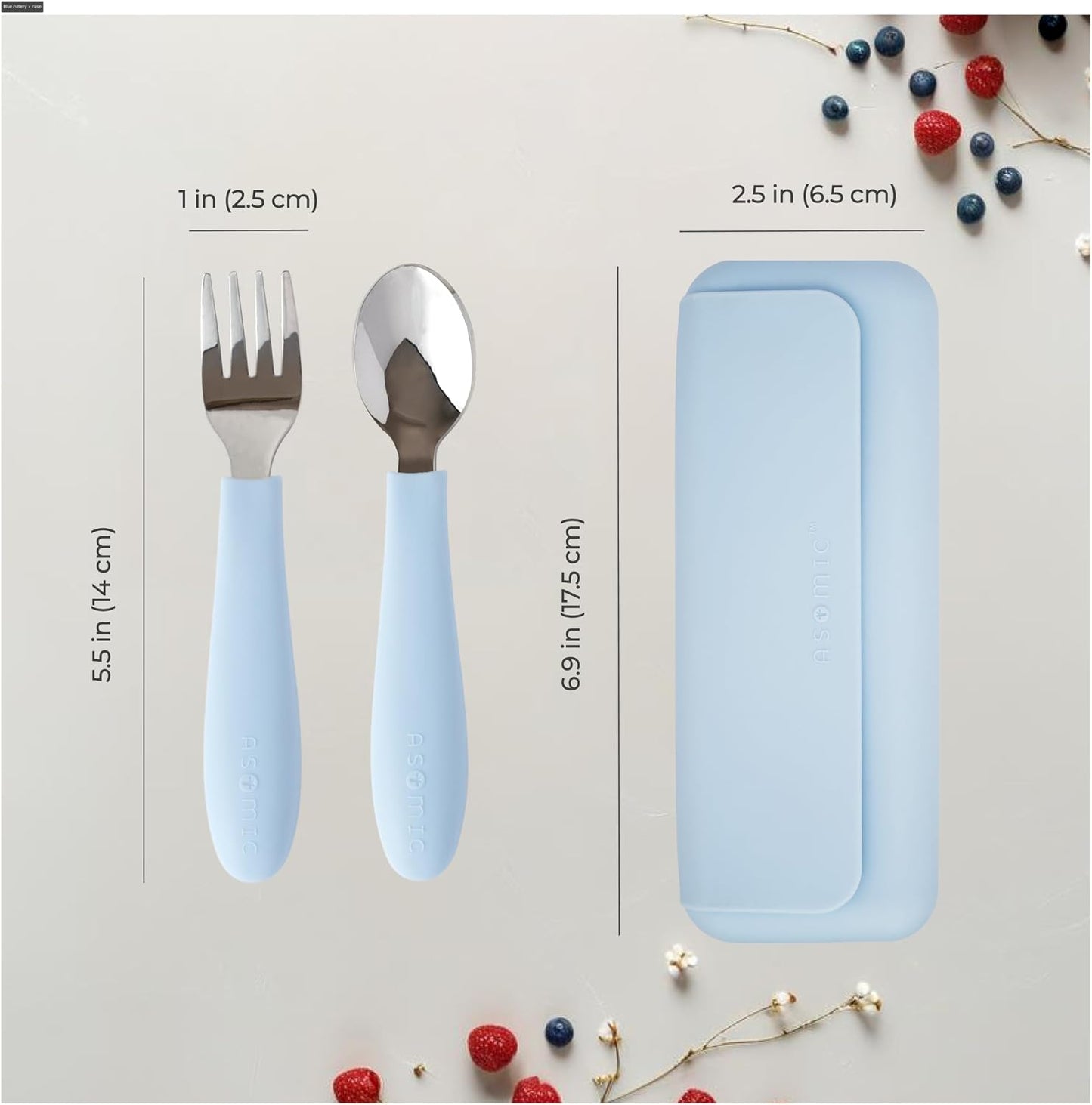 ASOMIC® Premium 316 Stainless Steel Toddler Utensils with Silicone Handles & Travel Case, Kids Spoon & Fork Set for Toddler Self Feeding at Daycare, Preschool & School, BPA-Free, Dishwasher Safe