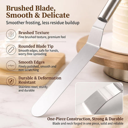 Offset Spatula Set, 6 & 8 Inch Stainless Steel Cake Decorating Tools