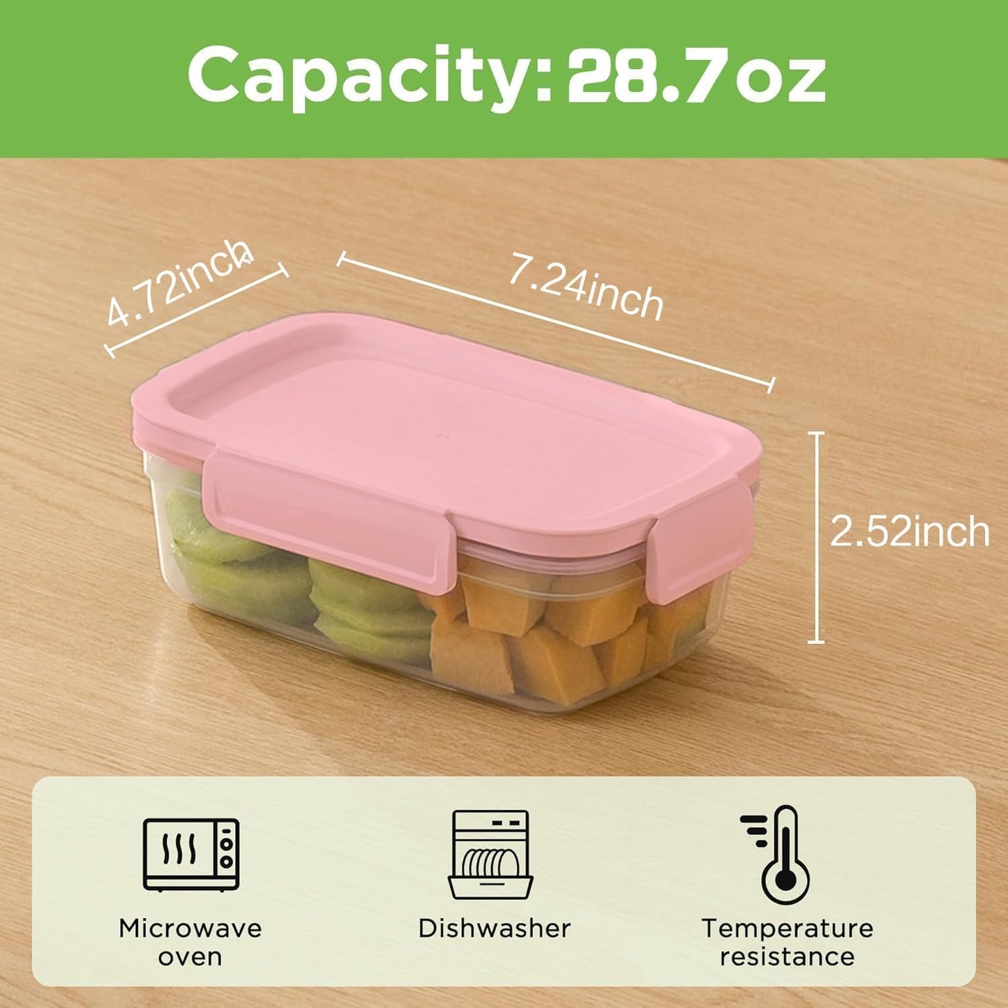10-Pack Food Storage Containers with Airtight Leakproof Lids, BPA-Free Meal Prep Containers for Microwave/Dishwasher/Freezer, Pink, 28.7oz Each