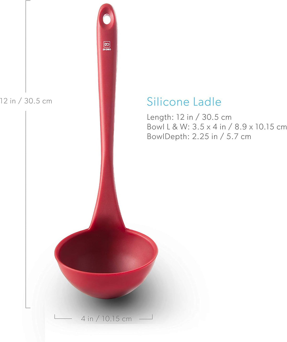 DI ORO Silicone Ladle - Soup & Serving, 600F Heat Resistant, Black