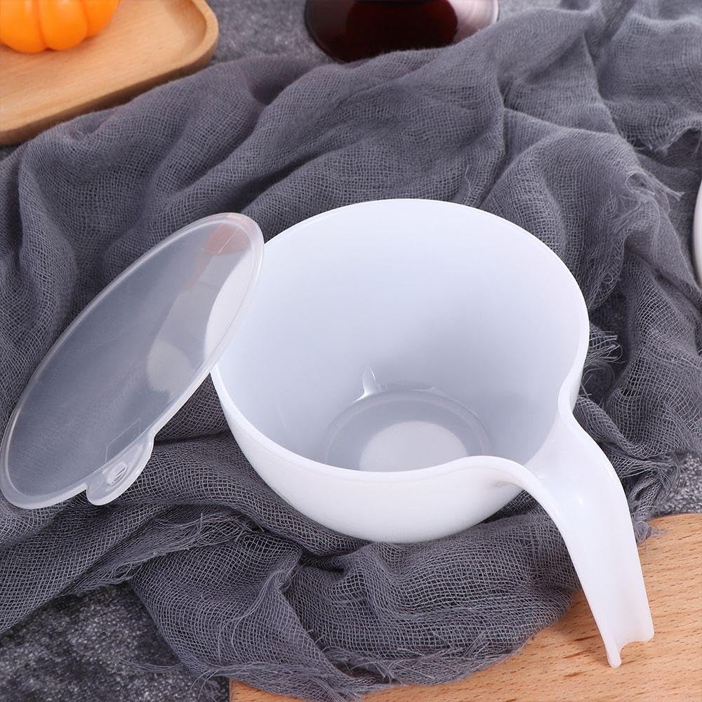 Pokinge Classic Plastic Mixing Bowls with Handle And Lid, Cream Coloring Mixing Bowl Icing Mixing Circular Distribution Bowl Baking Tool