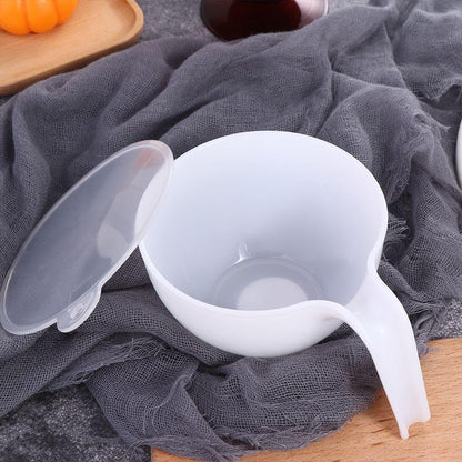 Pokinge Classic Plastic Mixing Bowls with Handle And Lid, Cream Coloring Mixing Bowl Icing Mixing Circular Distribution Bowl Baking Tool
