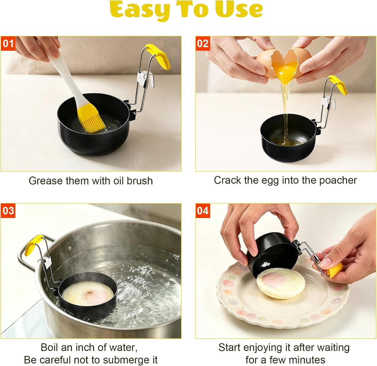 Non Stick Poached Egg Cooker 2 Pack