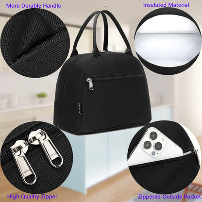 FlowFly Insulated Lunch Cooler Bag - Tote Bag Organizer for Women/Men, Black - Colors B