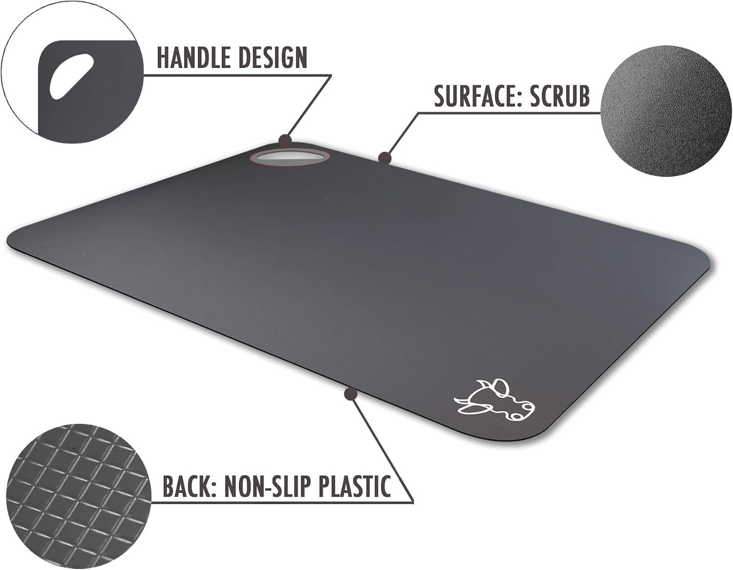 Fotouzy Plastic Cutting Boards with Food Icons, Set of 4, Flexible Cutting Mats with Hole, BPA-Free, Non-Slip and Dishwasher Safe, Modern Neutral Colors