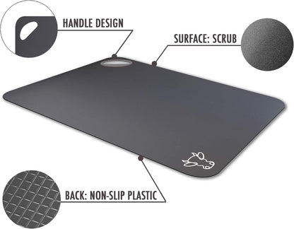 Fotouzy Plastic Cutting Boards with Food Icons, Set of 4, Flexible Cutting Mats with Hole, BPA-Free, Non-Slip and Dishwasher Safe, Modern Neutral Colors