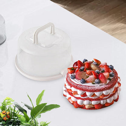 Fenteer Cake Container Cake Carrier Dome Storage Carrier Cupcake Box Round Food Grade with Lid and Handle 8 inch Freezer Cake Keeper