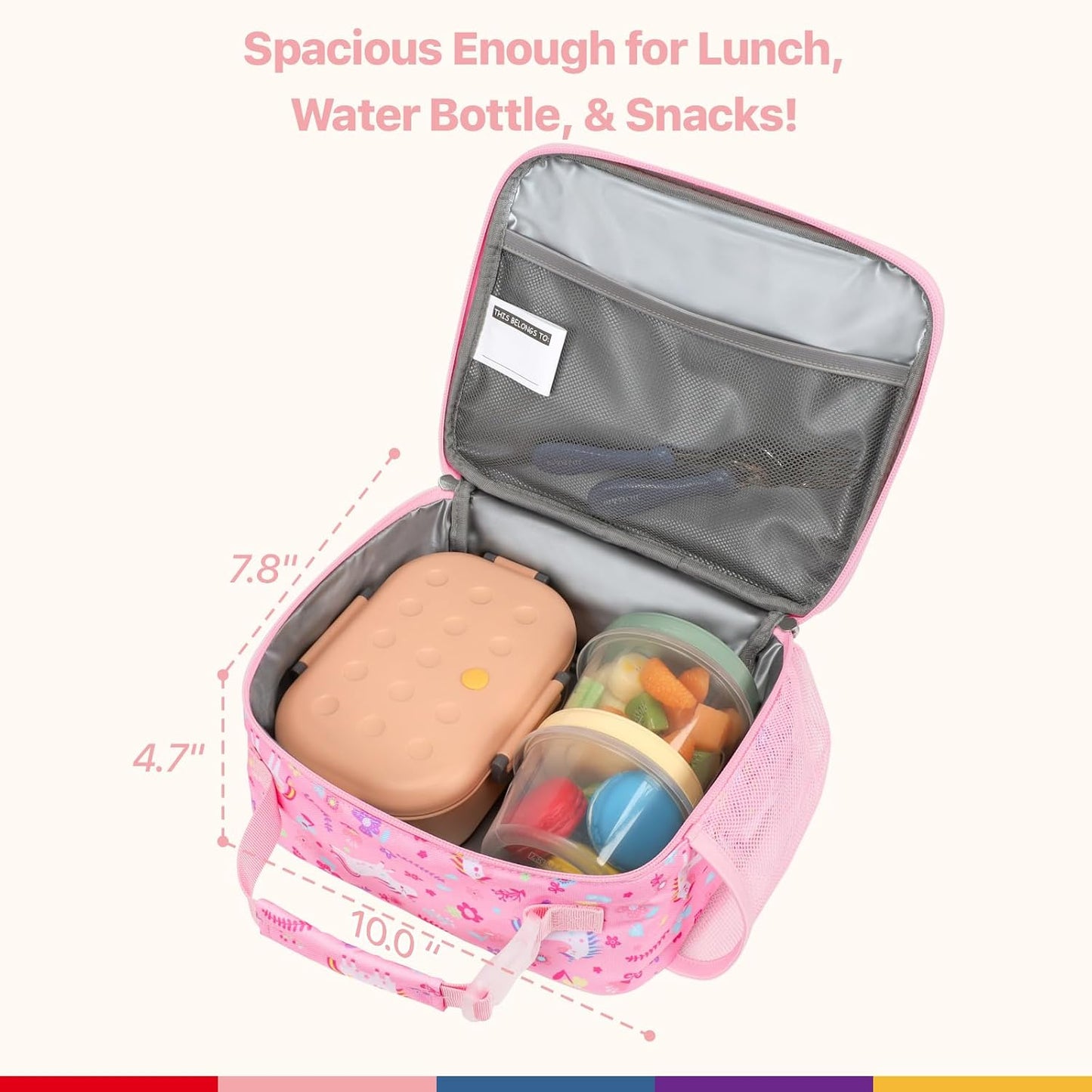 Bagseri Kids Lunch Bag Boys - Thermal Insulated Lunch Box Tote with Water Bottle Holder, Reusable Leak-Proof Kids Lunch Box for Daycare & School, Black Dinosaur (Containers Not Included)