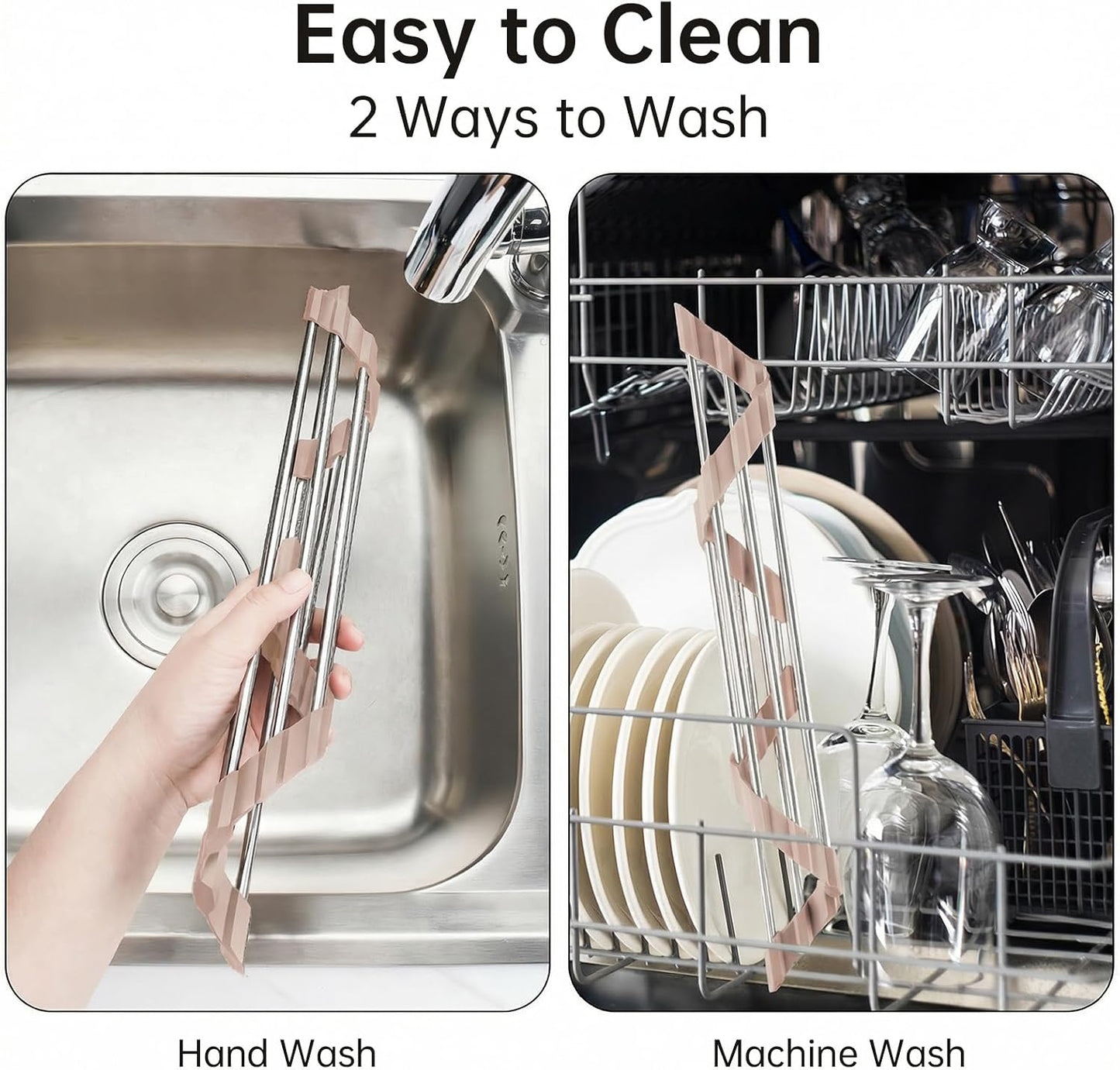 Tomorotec Foldable Stainless Steel Triangle Roll-Up Dish Drying Rack for Small Sink Corners - Over-The-Sink Multipurpose Kitchen Drainer, Rustproof Organizer, Trivet and Shelf - Space-Saving (Black)