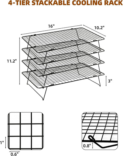 Cooling Rack 16"x10", 3-Tier Stackable & Collapsible Cooling Racks