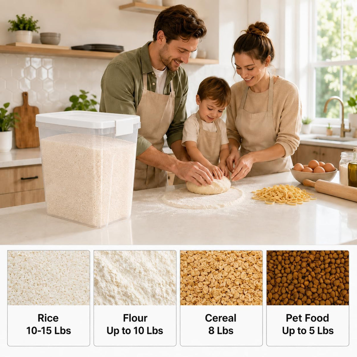 2 Lbs Small Cat Dog Food Storage Container for Bird Seed, Pet Food, 2 Pack | 2QT Versatile Dry Food Bin Portable Dispenser with Wide-Mouth Pour Spout for Rice, Flour, Cereal, Storage and Organization