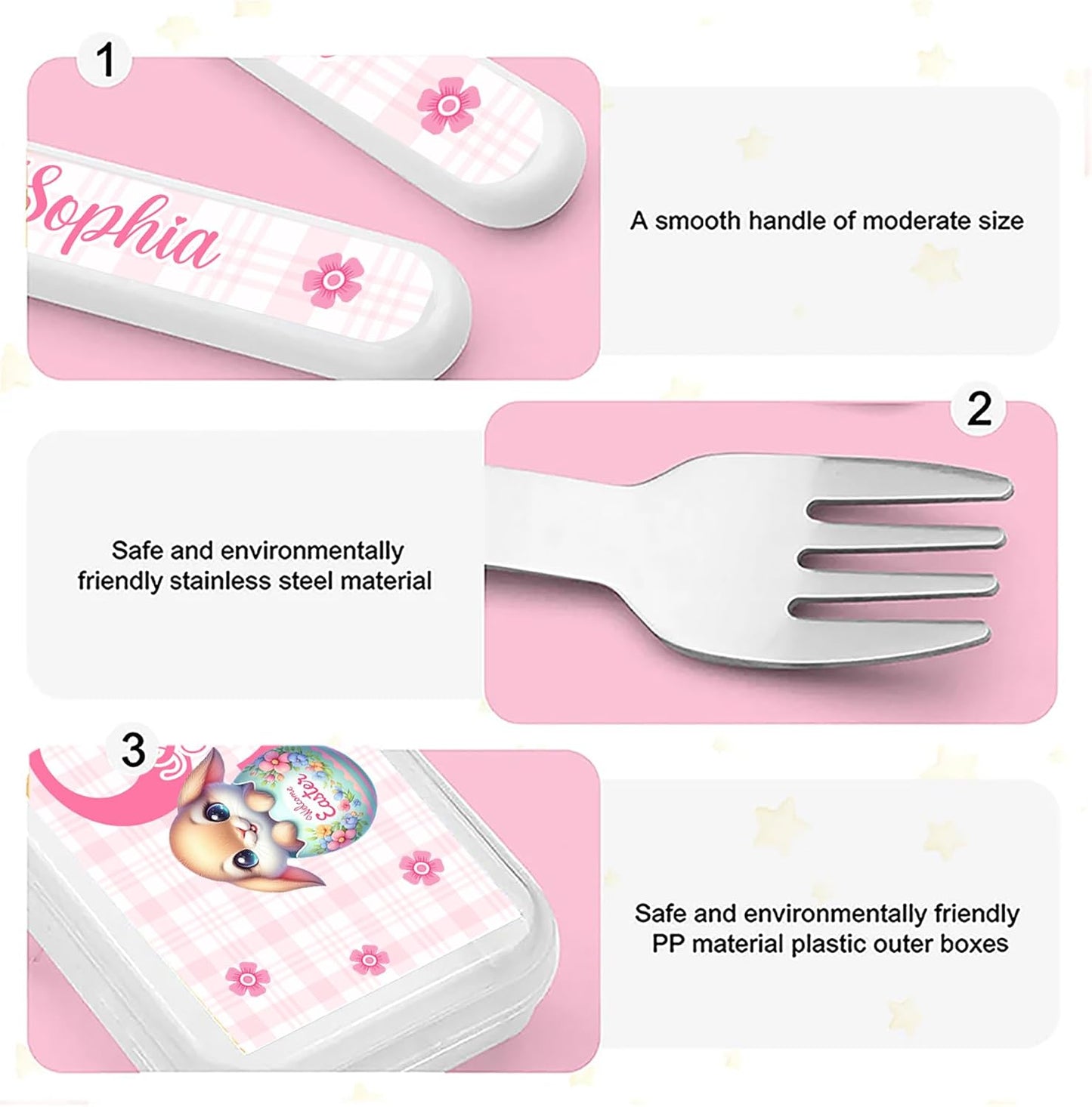 Personalized Stainless Steel Kids Utensils Set Custom Name on Kids Forks Knife and Spoons for 3 Pcs Kid Cutlery Set with Case (Truck)