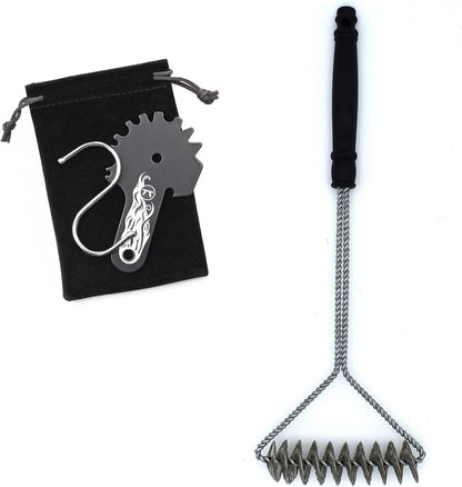 Outset Grill Cleaning, Universal Grill Grate Scraper, Stainless Steel with Storage Bag