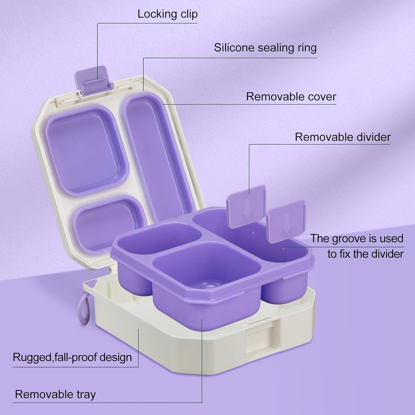 wiwens Bento Lunch Box for Kids with 12oz Soup Thermo Leak-Proof Lunch Food Container with 5 Compartment Thermo Hot Food Jar and Insulated Lunch Bag for Kid Toddler Girls Boys to School
