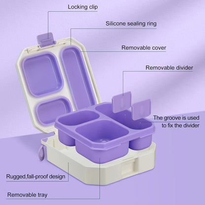 wiwens Bento Lunch Box for Kids with 12oz Soup Thermo Leak-Proof Lunch Food Container with 5 Compartment Thermo Hot Food Jar and Insulated Lunch Bag for Kid Toddler Girls Boys to School