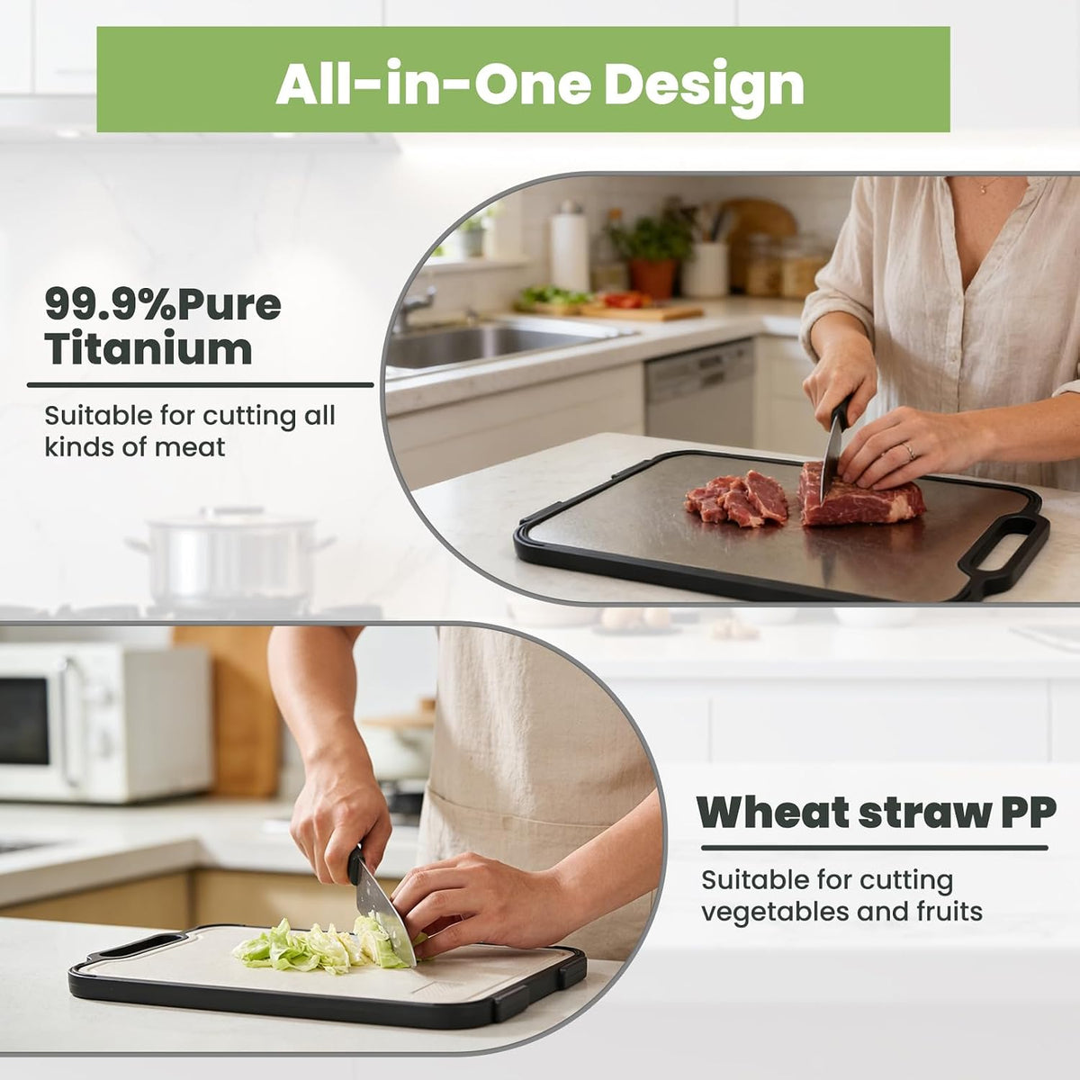 Titanium Cutting Board, Double Sided Pure Titanium Chopping Board, 16”×10”
