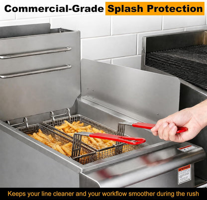 Zipcase 17" W x 9" H Splash Guard for Commercial Fryer - Compact 304 Stainless Steel Side Shield with Clip-On Design for Tight Spaces, 2-Pack