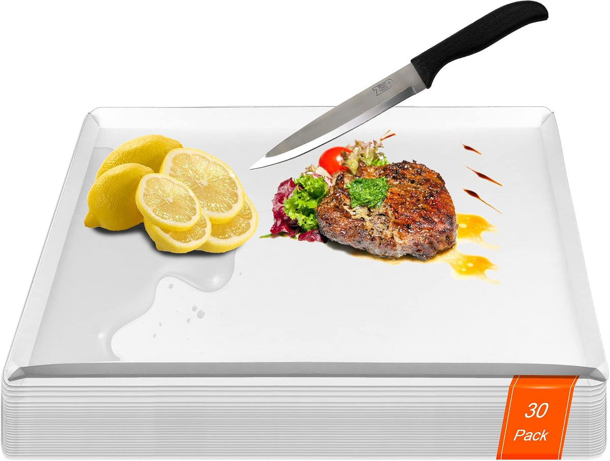 ZVP Disposable Cutting Boards, Collapsible Cutting Board Sheet with Built-in Crease, Flexible Plastic Cutting Mat for Kitchen and Commercial Use, 17 x 12 In White
