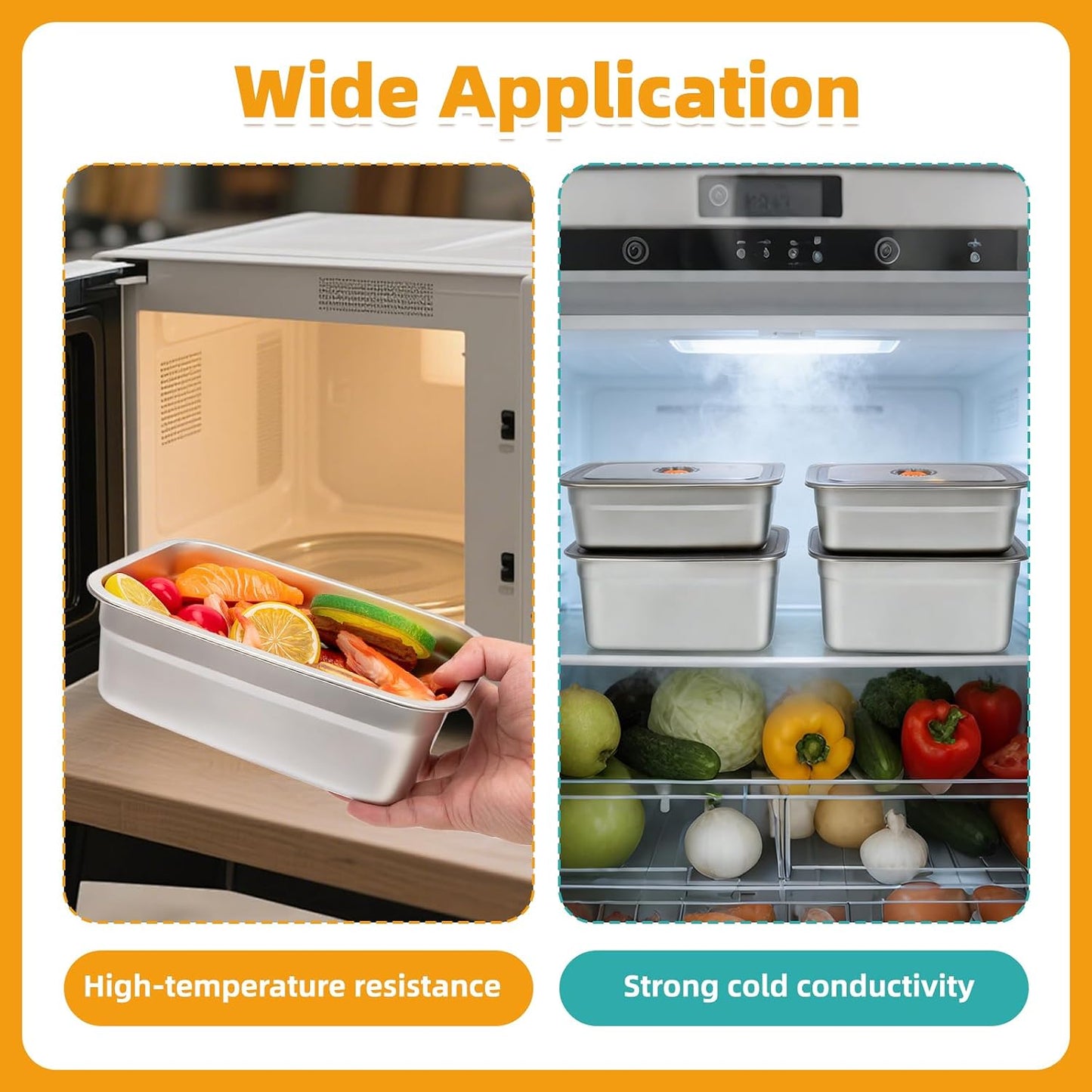2 PCS Stainless Steel Food Storage Containers(67oz) with Lids Leak Proof & Airtight | Stainless steel freezer Containers,Airtight Bento Lunch Box,For Meal Prep,Fruit,Freezer