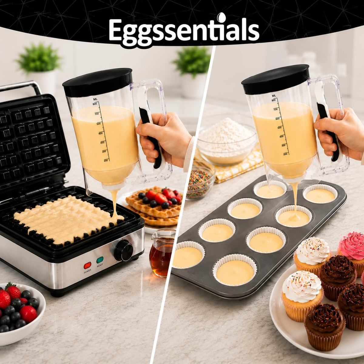 Eggssentials Pancake Batter Dispenser with Squeeze Handle Pancake Dispenser