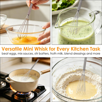 HOTEC Stainless Steel Whisk Set of 4, Food Grade Balloon Whisk Egg Beater, Thicken Wire Mixing Whisk for Baking, Cooking, Whisking Cream, Sauce, Pancake Batter