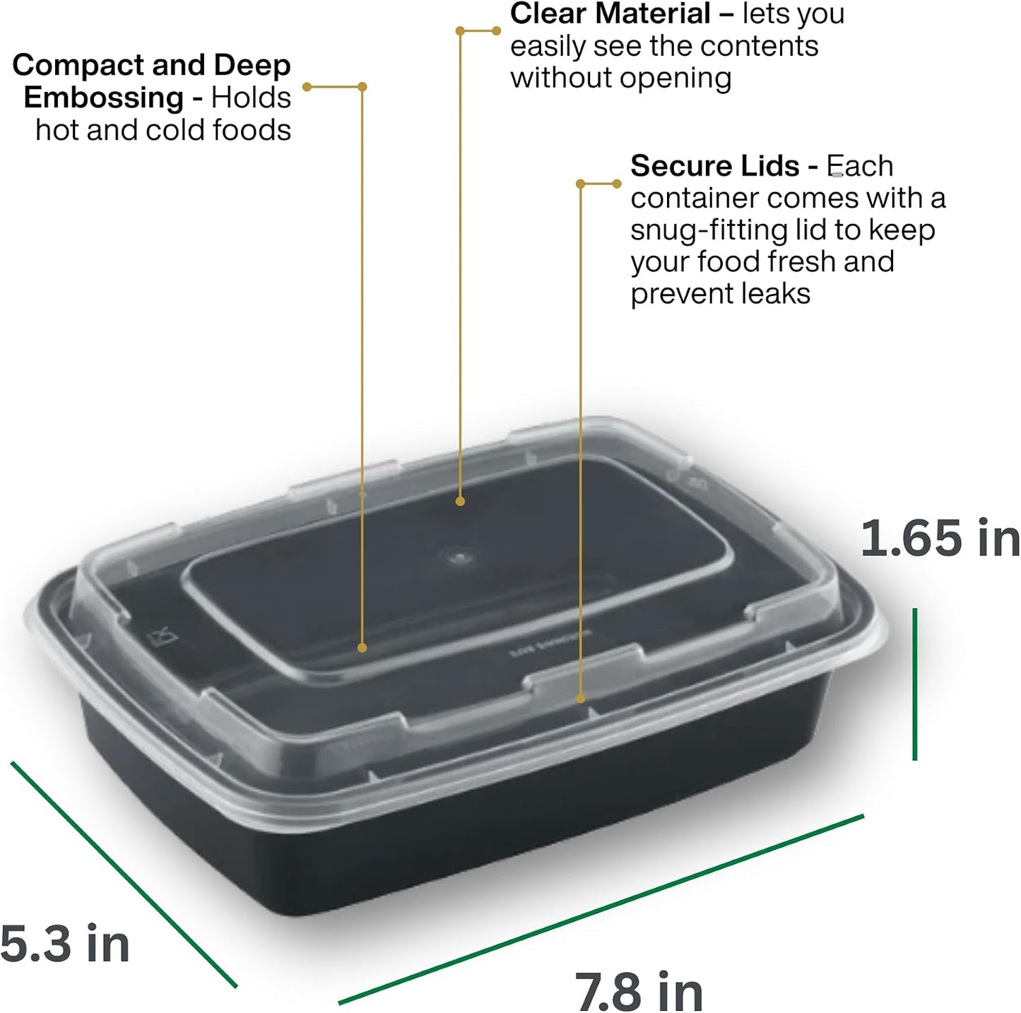 Meal Prep Containers [30 Pack] Rectangular Food Storage Containers with Lids, Bento Box, BPA Free, Stackable, Microwave/Dishwasher/Freezer Safe To Go Food Containers for Meal Prep (32 oz)