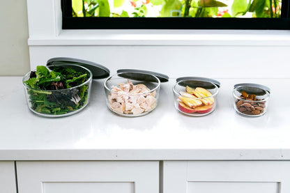 6-Piece Glass Food Storage Containers Set (3 Containers + 3 BPA-Free Lids) | 2-Cup, Leakproof | Microwave, Freezer, Oven & Dishwasher Safe | Ideal for Meal Prep & Pantry Organization, Pistachio
