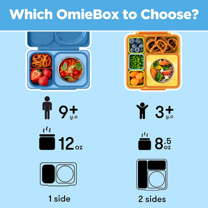 Omie OmieBox UP bento Box for Kids | Insulated Lunch Box | Leak Proof Vacuum Insulated Thermal Food jar | Cooler ice Pack | 2 Compartments (Cherry Pink)