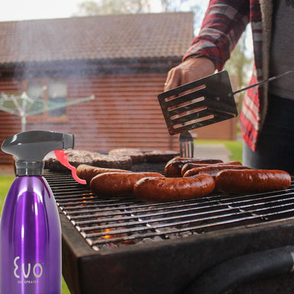 Evo Oil Sprayer 18/8 Stainless Steel, Non-Aerosol for Olive, Cooking Oils, and Vinegars, Silver, 16-Ounce Capacity