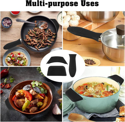 Cast Iron Handle Cover, 3 PCS Silicone Pot Holders Heat Resistant Cast Iron Skillet Handle Covers Silicone Hot Handle Holder for Frying Pans Skillet Cookware Griddles