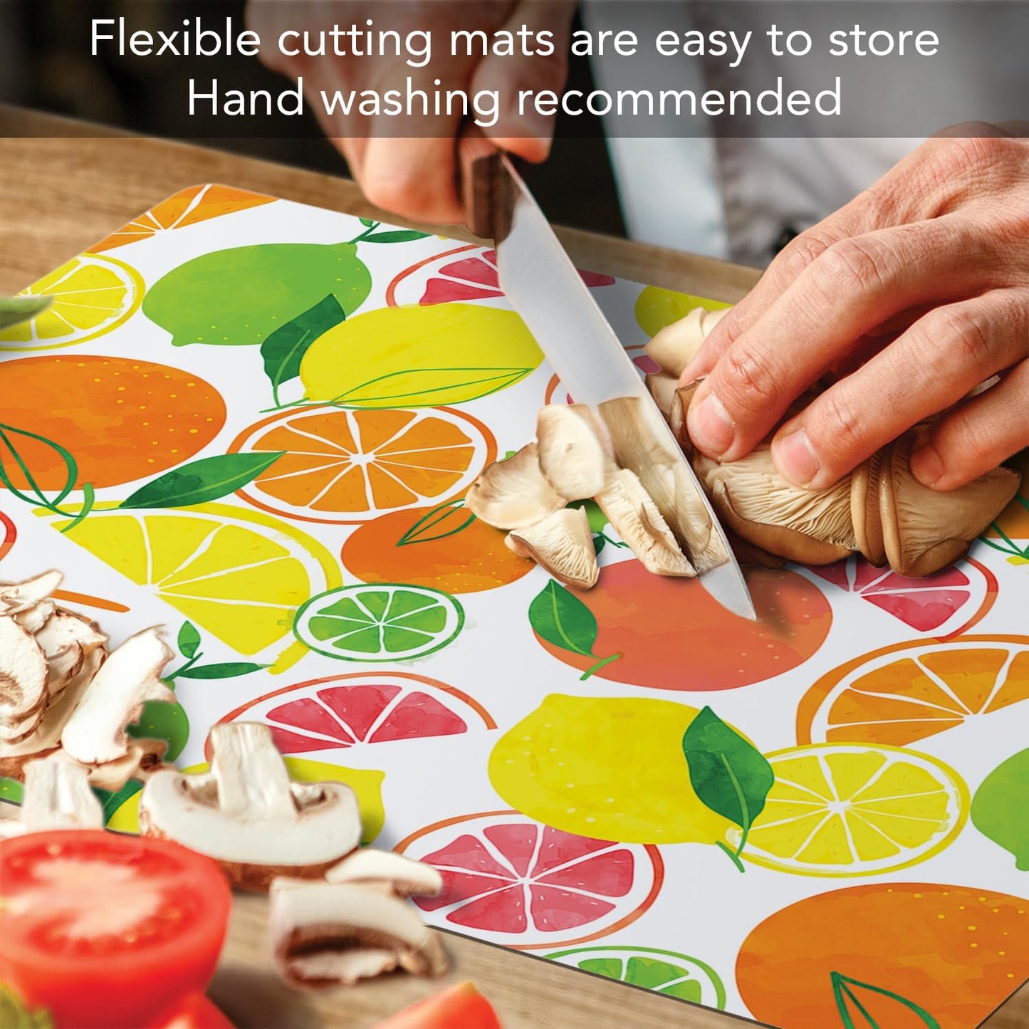 Cut N' Funnel Eat Fresh Designer Flexible Cutting Board Mat 15" x 11.5" Made in the USA Decorative Flexible Easy to Clean
