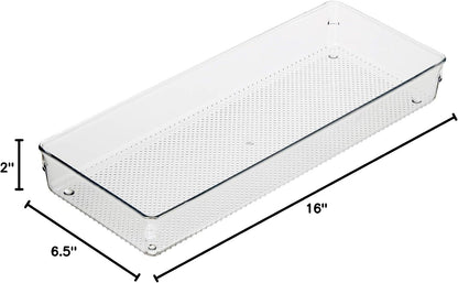 Oggi Clear Drawer Organizer - 3" X 12.5" - Ideal for Organizing Kitchen Drawers, Office, Desk, Silverware, Kitchen Utensils, Cosmetics and Bathrooms